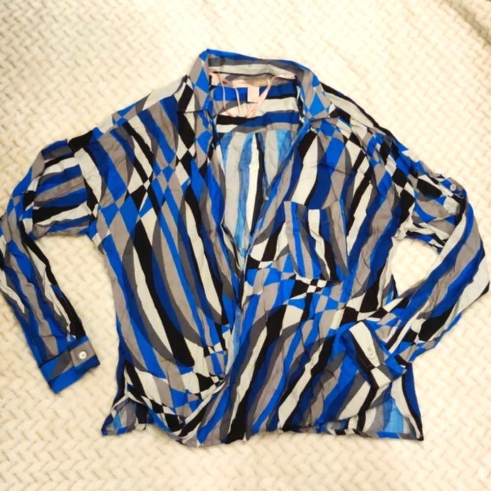 Forever 21 Long Sleeve Wrap Front Blouse